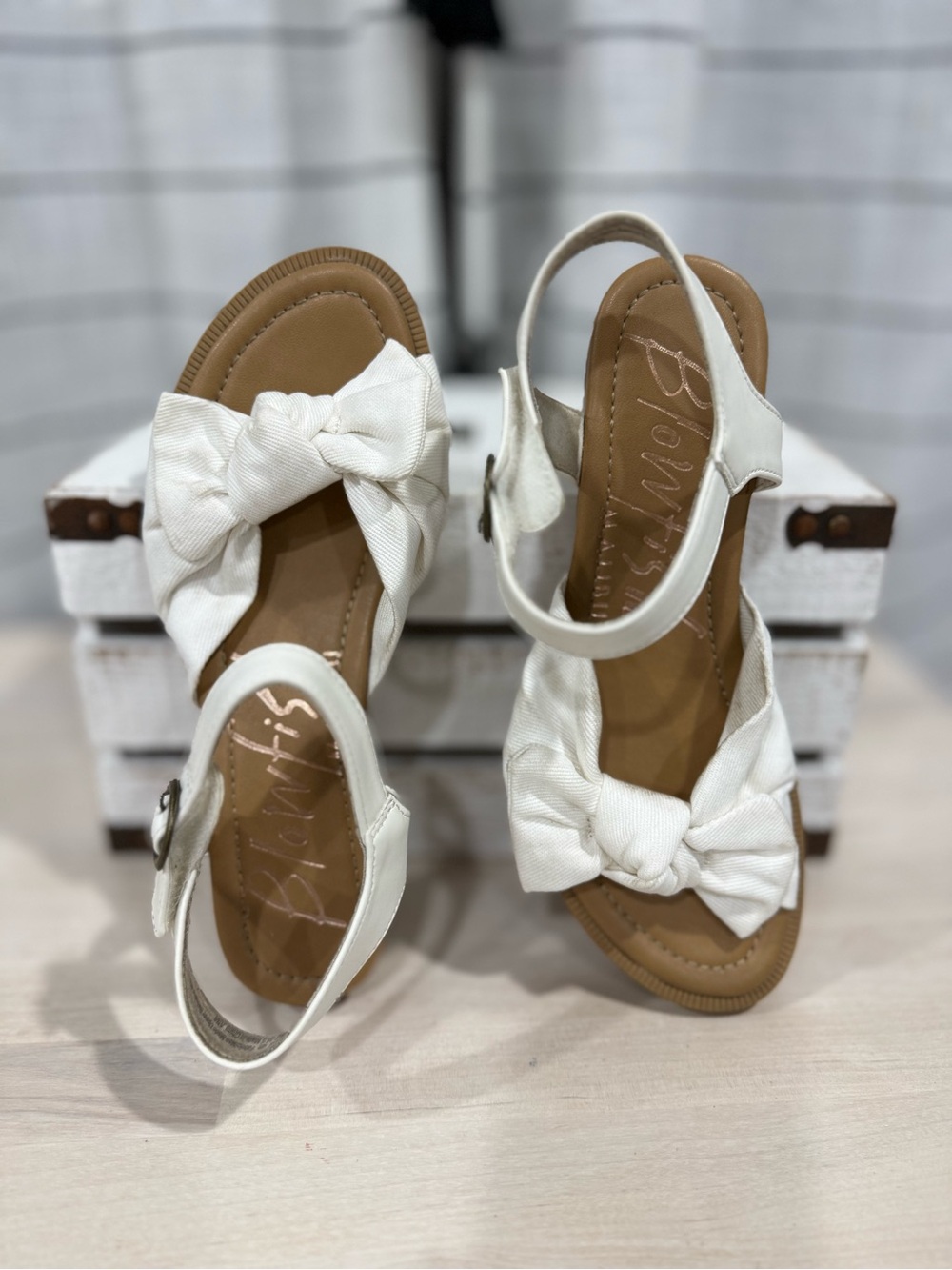 Blowfish White Bow Slingback Sandals
